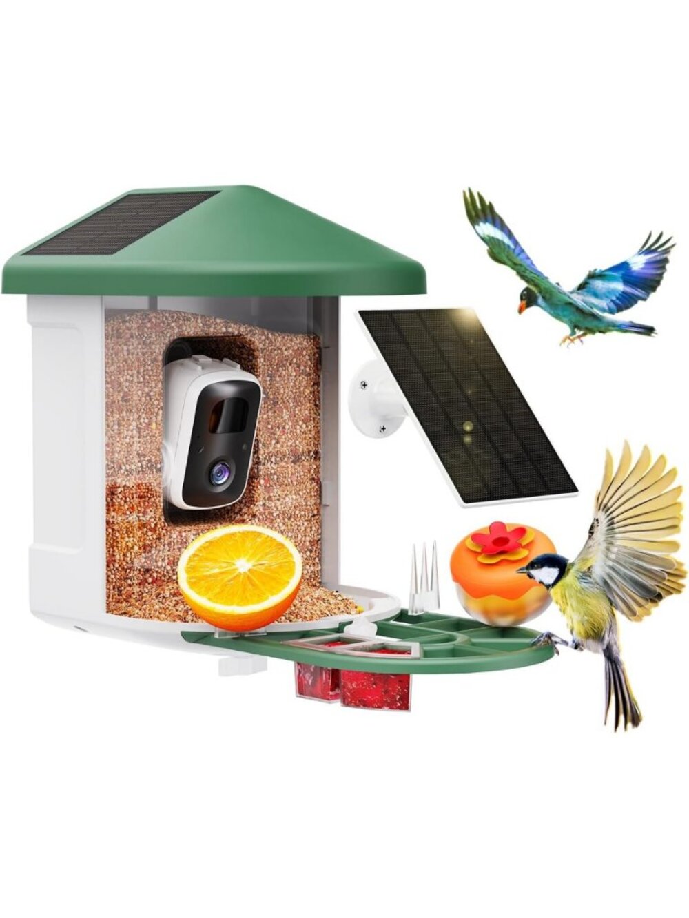 AI Bird Feeder with Camera - Solar Powered, 2L Capacity, HD Live Stream & Alerts